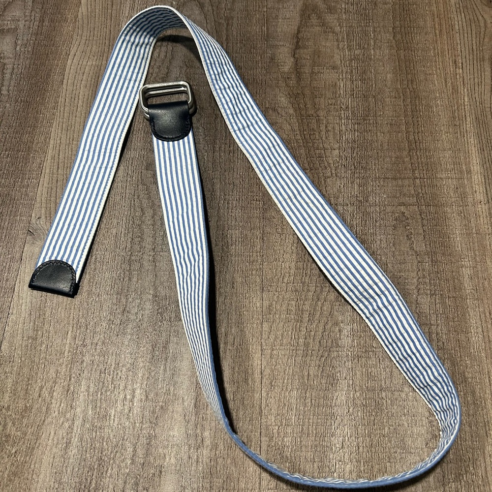 Brooks Brothers Navy and White Striped Belt